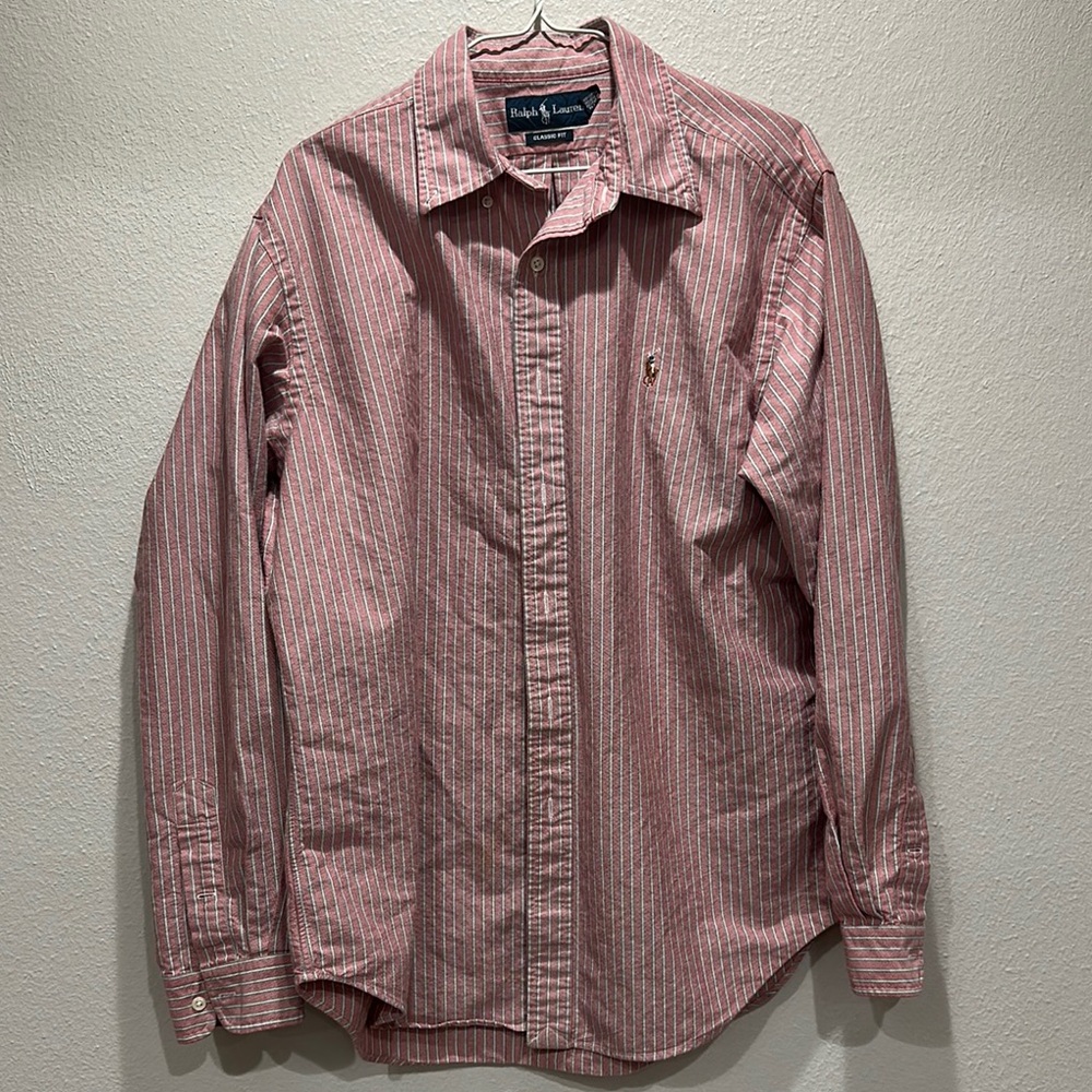 Ralph Lauren Red Casual Button Down Shirt Timeless Style